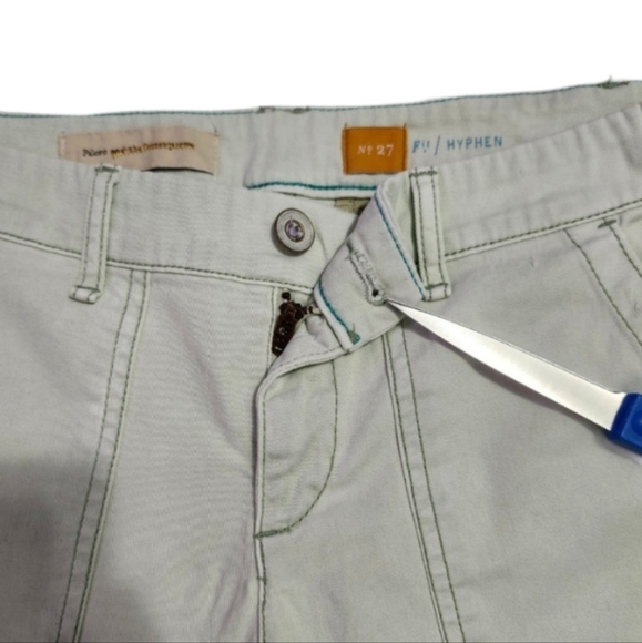 Anthropologie Pilcro Hyphen Fit Distressed Chinos Women's Size 27 Light Green - Picture 5 of 16